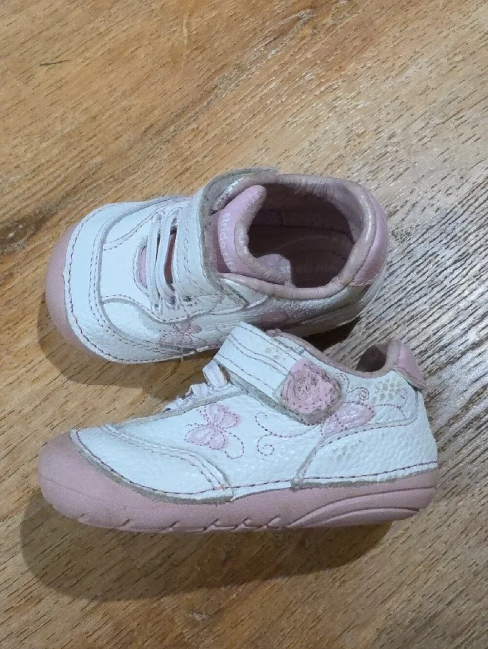 Stride Rite White and Pink Baby Walker Sneakers